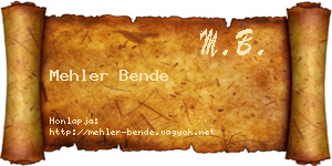 Mehler Bende névjegykártya